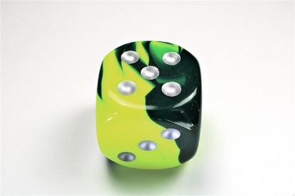 Gemini D6 Green-Yellow/Silver 50mm Single Dice