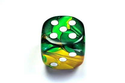 Gemini D6 Gold-Green/White 50mm Single Dice