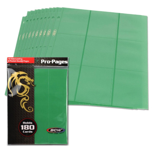 SIDE LOADING 18-POCKET PRO PAGES 10ct PACK - GREEN