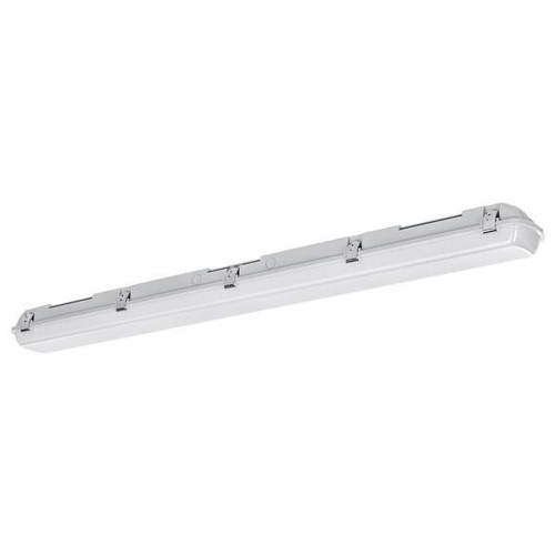 Alphalite LVT Series LED Vapor Tight Light, white fixture with adjustable wattage, 8-foot length, designed for industrial and commercial lighting, featuring high lumens, 0-10V dimming, 120-277V input, and 82+ CRI.
