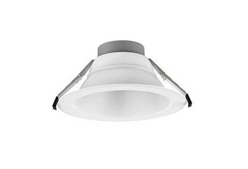 Alphalite, ASDL-8-35A/8A LED Commercial Downlight with adjustable 5 CCT and wattage, 0-10V dimming, 120-277V input, 80+ CRI, 120° beam angle, wattages 16W to 35W, 120 lumens per watt, in a round white fixture.