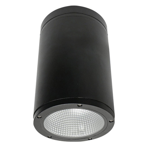 Eiko Cylinder Surface Mount Westport 6IN 1 Light, black cylindrical outdoor wall light with dimmable 30W LED, bronze finish, suitable for exterior lighting