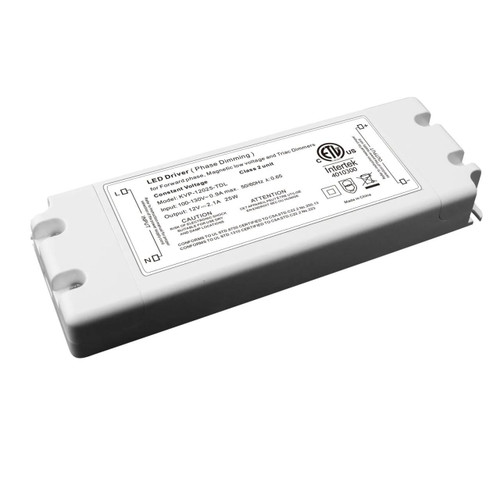 Westgate Manufacturing 12V 25W Hardwire or Plug-in LED Driver, electronic component for LED lighting with detailed specifications and certification labels.