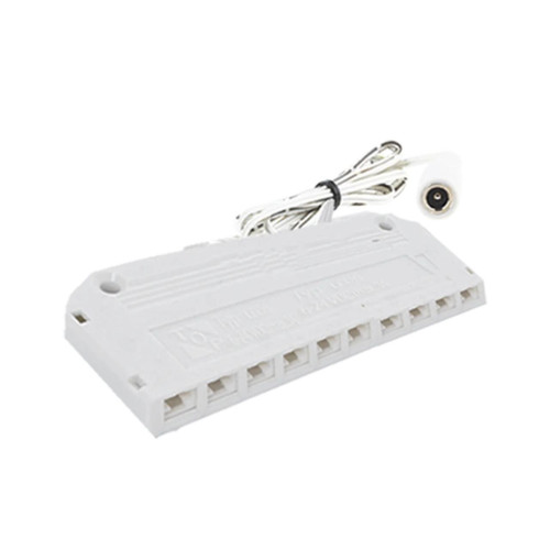 Westgate Manufacturing 10-PORT SPLITTER FOR 12V SLIM, a white electrical splitter with ten ports for vehicle or 12V power cable connection.