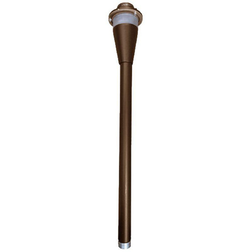 Westgate Manufacturing 22in AA SERIES PATH LIGHT STEM RGBW PUSH BUTTON, ORB - Outdoor pathway light with a brown stem and LED RGBW push button orb top.