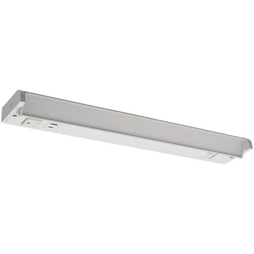 Westgate Manufacturing 18in Swivel Under Cabinet, UCR - Undercabinet Series with Receptacles and USB Ports, 8W, 2700K/3000K/3500K/4000K/5000K lighting fixture, shown in white, designed for undercabinet installation.