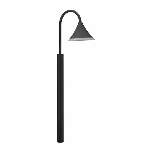 Westgate Manufacturing Bell Model - LAL-12V Area Lights 31in, Path Light, modern outdoor pathway lighting fixture with a curved arm and conical shade in black color