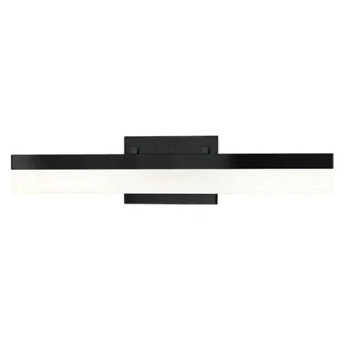 Westgate Manufacturing 120V PMMA Lens Vanity Light, 20W, 2700K/3000K/3500K/4000K/5000K - LVP-18-MCT5-BK, modern black vanity light fixture with adjustable white LED lens for bathroom or vanity lighting.