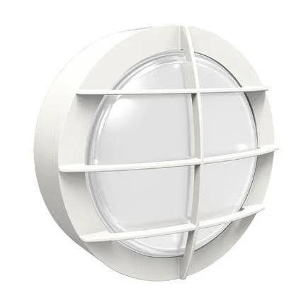Westgate Manufacturing LED Round Flat Bulkhead Light, white, with protective grille design.
