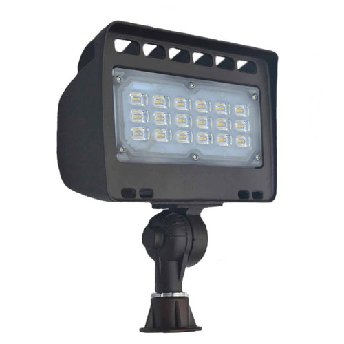 Westgate Manufacturing 12V Architectural LED Flood 23W, black outdoor LED floodlight with multiple LED bulbs and adjustable mounting bracket.