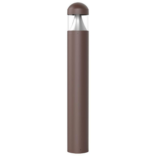 Westgate Manufacturing BOLLARD 44in ROUND FLAT TOP LOUVER CLEAR LENS ADJ. 12-22W 30/40/50K, BRONZE, outdoor lighting bollard with round flat top, louver design, clear lens, adjustable wattage, in a bronze finish.