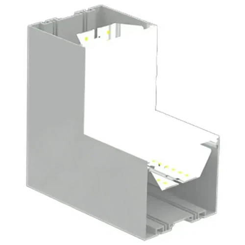 Westgate Manufacturing LED 6\" Superior Architectural Seamless Linear Light Corner Fixture - SCX6-IC-MCTP, image showing a white modular corner fixture with integrated LED components for architectural lighting.