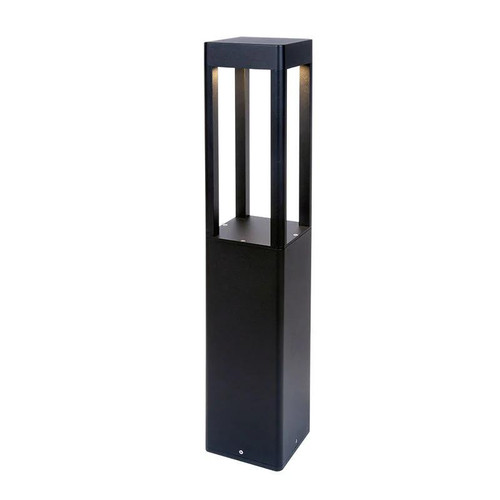 Westgate Manufacturing 32-inch Square Bollard Open Design 10/18/25W 3CCT, Black, outdoor decorative lighting fixture with open square top design.