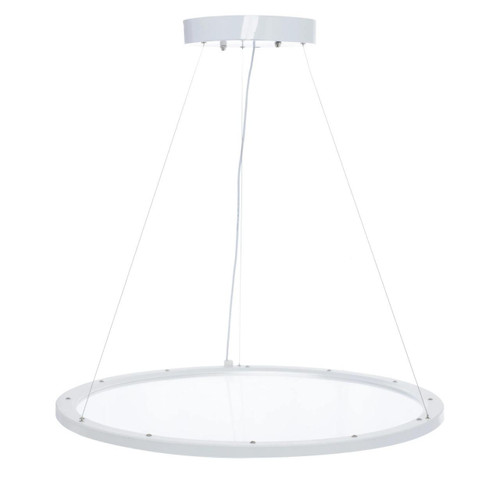 Westgate Manufacturing LED Suspended Up/Down Clear Round Panel Light, 40W, 3500K - SRPL-40W-35K-D, modern white circular LED pendant light for ceiling installation with adjustable suspension, ideal for commercial and residential spaces.