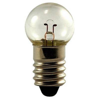 Eiko 5.1V .15A G4-1/2 Miniature Screw Base, close-up of a small, clear glass light bulb with a screw-in metal base.
