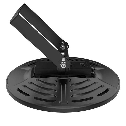 Westgate Manufacturing Builder Series Power and CCT - Adjustable UFO Highbay Accessory - UHXE-SMB, black adjustable UFO highbay light accessory with mounting bracket on a round base.