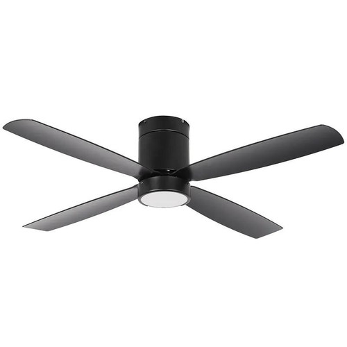 Westgate Manufacturing 52\" Black Finish AB 4-Blade Ceiling Fan & Light, 19W, 3000K, modern ceiling fan with four blades and integrated light, suitable for indoor spaces.
