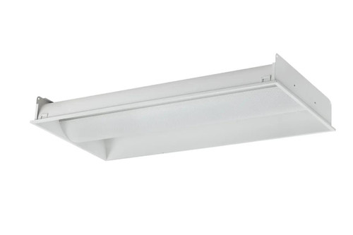 Westgate Manufacturing Westgate Lighting Spec Series 2x4 Indirect Mesh-Basket Troffer Lights, 50W/60W/72W, 3000K/3500K/4000K/5000K - LTRI-2X4-MCTP, white rectangular ceiling light fixture for commercial or office lighting.