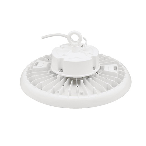 Eiko BAYE3 Round High Bay LED Light, PowerSET 150/130/100W, FieldCCeT 3500/4000/5000K, 120-347V, 0-10V Dimming, White color, industrial lighting fixture.
