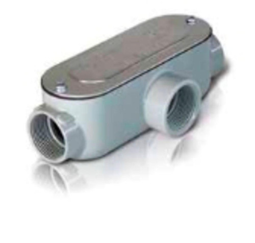 Westgate Manufacturing THREADED CONDUIT BODY, TYPE L, metallic conduit fitting with threaded openings for electrical wiring.