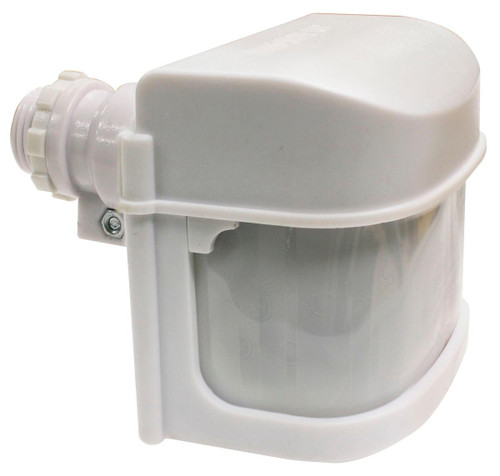 Westgate Manufacturing 240 Degree PIR Motion Sensor, white outdoor infrared motion detector with a wide 240-degree detection range for security lighting.