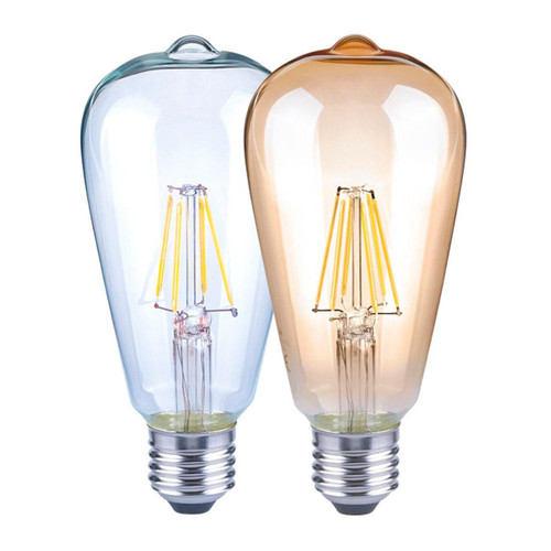 Westgate Manufacturing LED ST19 Bulb, E26, 110~130V, vintage filament style decorative light bulb with clear and amber tinted glass for home and industrial lighting.