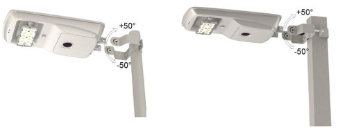 Westgate Manufacturing ROUND POLE MOUNT FOR SOLF-17W, adjustable mount for solar street light in white color with mounting angles for pole installation.