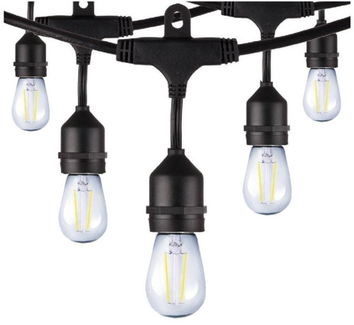 Westgate Manufacturing LED STRING LIGHT 24FT 12SOCKET, black outdoor string lights with 12 LED bulbs for festive or outdoor decorating.