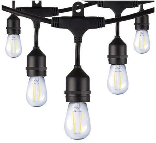 Westgate Manufacturing LED STRING LIGHT 24FT 12SOCKET, black outdoor string lights with 12 LED bulbs for festive or outdoor decorating.