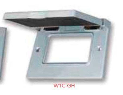Westgate Manufacturing GFCI, HORIZONTAL, wall-mounted electrical GFCI outlet with a protective cover.