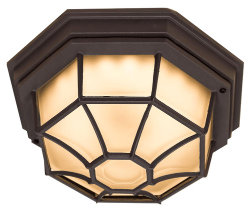 Westgate Manufacturing LED BULKHEAD 12W 3000K BRONZE, modern black bronze outdoor wall-mounted LED light with a decorative protective cage design.
