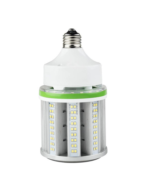 Westgate Manufacturing 27W LED CORN LIGHT, E26 5000K, energy-efficient LED light bulb with a screw base and a cylindrical shape featuring multiple rows of LED chips for bright illumination.