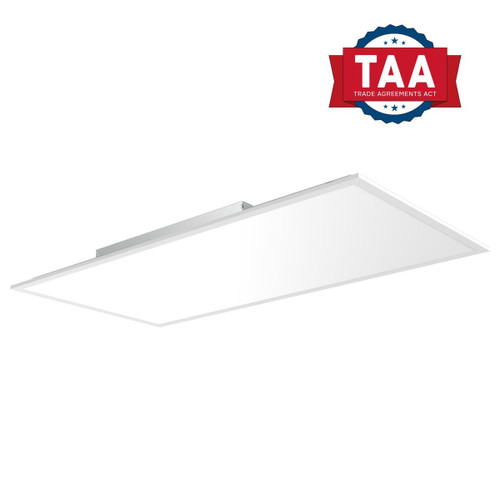 Eiko BP2 Backlit Panel 2x4 PowerSet, LED backlit ceiling light with 50/40/30W options, field-adjustable color temperature 3500K/4000K/5000K, compatible with 120-277V, featuring 0-10V dimming for adjustable lighting control.