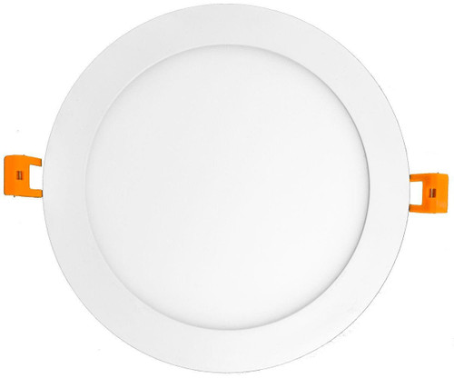 Westgate Manufacturing 8\\\' Round LED Ultra Slim Recessed Light, white color with orange clips for installation.