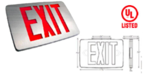 Westgate Manufacturing Thin Die Cast, DF, Red, Batter exit sign with illuminated \'EXIT\' lettering.