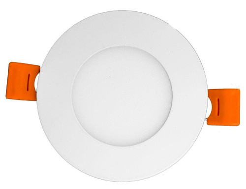 Westgate Manufacturing 3 ROUND LED ULTRA SLIM RECESS, round white LED recessed light with orange spring clips for installation.