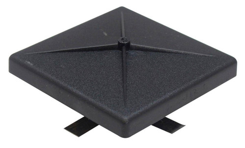 Westgate Manufacturing POLE CAP 4 POLYCARBONATE, black square pole cap with a textured surface and four edges for pole installation.