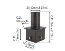 Tenon Top for 4” Square Pole, 4”x7.228”x2-3/8” O.D, Dark Bronze