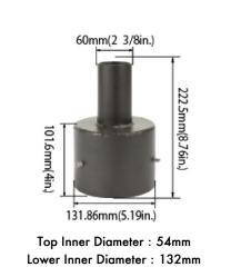 SLG Lighting Tentop Top for 5-inch Round Pole Mount with 2-3/8-inch O.D., Dark Bronze, with detailed dimensions of 101.6mm height, 131.86mm diameter, and 54mm inner diameter.