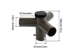 Triple 120' Horizontal Tenon Adaptor to mount three fixtures over 2-3/8" (60mm) O.D.