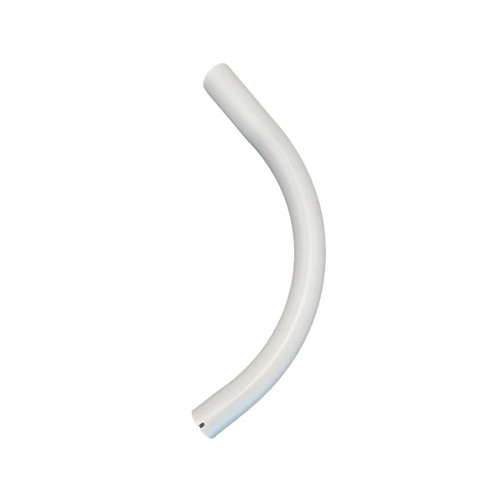Eiko Dusk to Dawn Arm, 1.625 inch Outer Diameter Round Mounting Arm, overall 21 inches long with bracket and screws, shown on gray background.