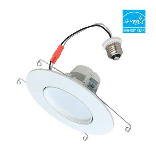 Eiko Downlight Rotatable Retrofit 6IN 910LM 11W 80CRI 27/30/35/40/50K 120V Triac Dimming, image of a white recessed LED downlight with adjustable fixture and energy star logo.