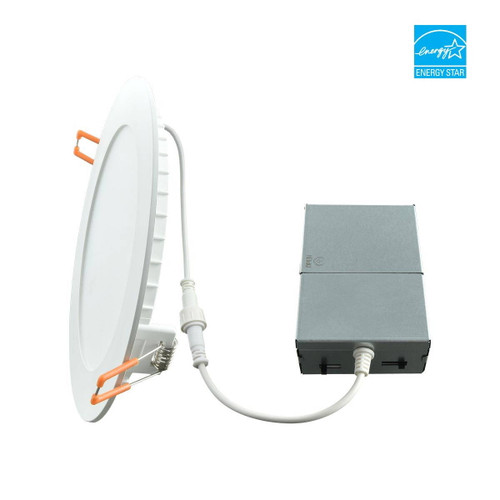 Eiko Downlight Wafer Remote Driver 6IN PowerSet, LED recessed light with remote driver, white fixture with black driver box, designed for 80CRI 16/10/8W 27/30/35/40/50K options, compatible with 120V Triac dimming.