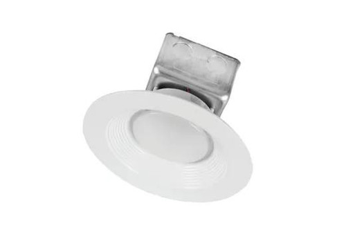Halco ProLED Commercial Retrofit Downlight 6in 15W 4000K 120-277V Dimmable Baffle Trim Junction Box, image of a white recessed LED downlight with baffle trim and junction box for commercial lighting.