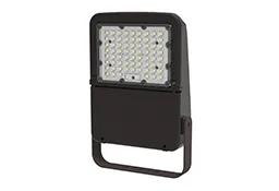 Halco ProLED Select Flood 70W, product image of a black outdoor LED floodlight with yoke mount, featuring adjustable color temperature options of 3000K, 4000K, and 5000K, designed for 120-277V electrical installations.