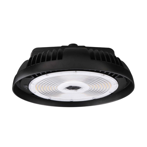 Eiko HBX3 Round High Bay, PowerSet 240/220/200/180W, FieldCET 4000/5000K, 120-347V, Dimming, Black, LED industrial high bay light with heat sink.