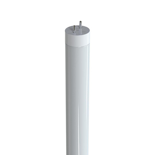 Eiko 12.9W 2200LM T8 4FT Type A Glass 80 CRI 3500K G13 LED Tube Light, elongated white glass lighting tube with metal pins at ends, energy-efficient fluorescent lamp for commercial or residential use.