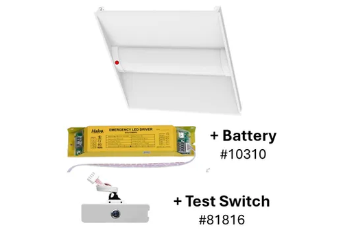 LED 2X2 Center Basket Troffer Controls Ready 3.5mm Receptacle Lumen & Color Selectable With 90 Min Emergency Battery Backup & Test Switch - 81805