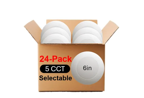 LED Surface Mount Downlight 6in 15W 1230 Lumens 27/30/35/40/50K Color Select 120V Triac Dim 24 Pack - 83896