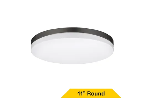 Flush Mount White Mushroom 13" Selectable CCT 27/30/35/40/50K 21W 1400LM 120V TRIAC Dimming Plastic Lens with Microwave Motion Sensor - 90279